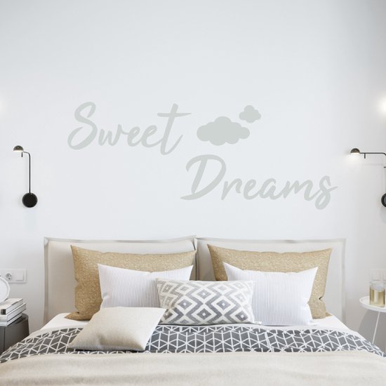Sticker Muursticker Sweet Dreams With Clouds - Dark Grey - 120 x 47 cm - Chambre à coucher avec textes anglais - Muursticker4Sale