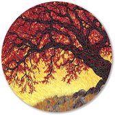 Boom in warme herfstkleuren - Boom wanddecoratie rond - Ronde muurdecoratie natuur - Art Nouveau - Wanddecoratie metaal rond - Decoratie slaapkamer - muurcirkel aluminium 40x40 cm
