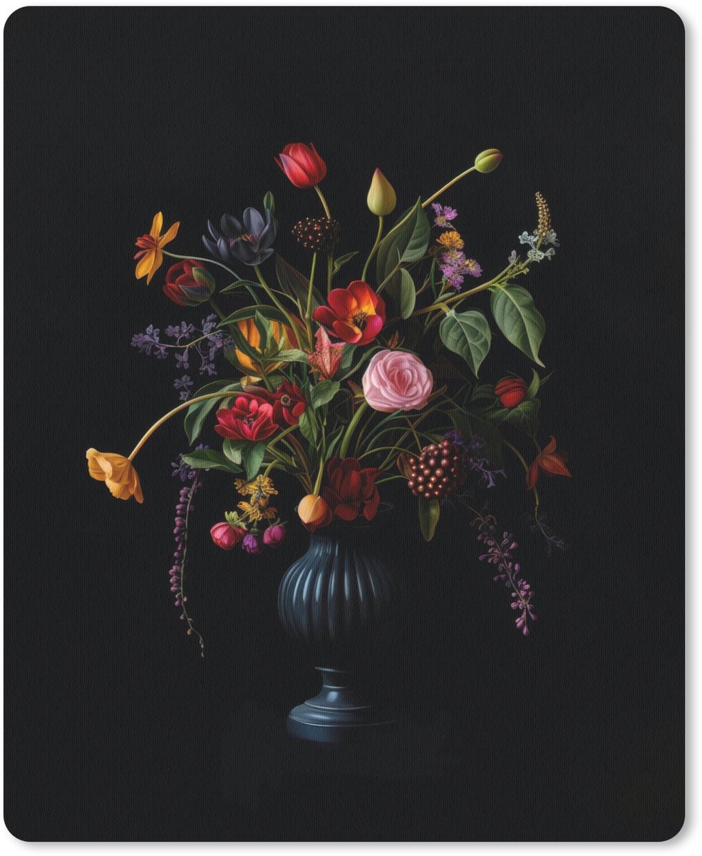 Muismat 19x23 cm - Mousepad Bloemen - Bessen - Klassiek - Muismatten
