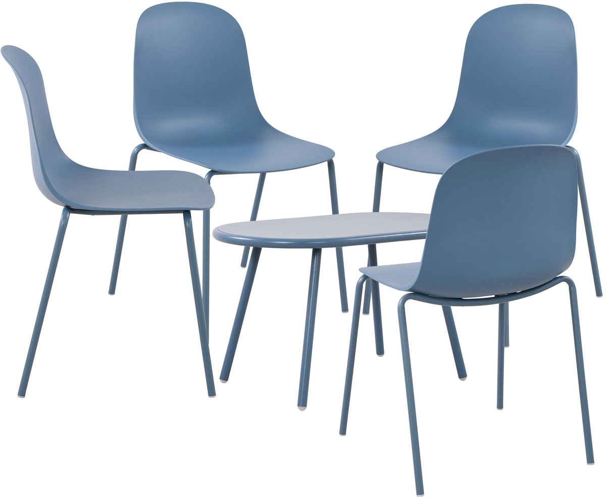 CLP Veldin tuinset - voor de tuin - loungeset - Set van tafel Berea en 4 x stoel Hardin -
