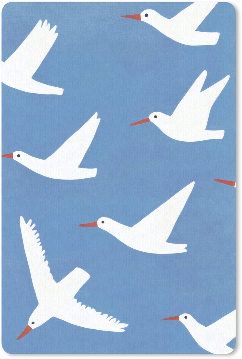 Muismat 18x27 cm - Mousepad Vogels - Wit - Patroon - Muismatten