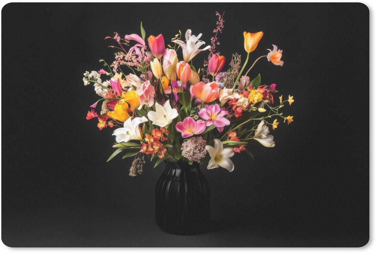 Muismat 27x18 cm - Mousepad Vaas - Bloemen - Tulpen - Muismatten