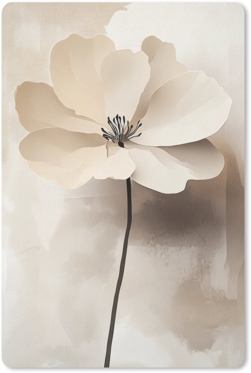 Muismat 18x27 cm - Mousepad Bloem - Beige - Verf - Schaduw - Muismatten