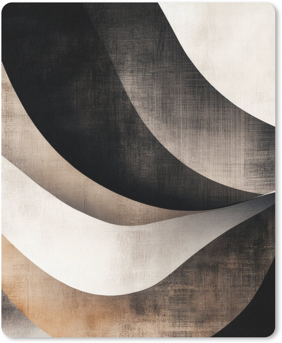 Muismat 19x23 cm - Mousepad Abstract - Golven - Zwart - Verweerd - Muismatten