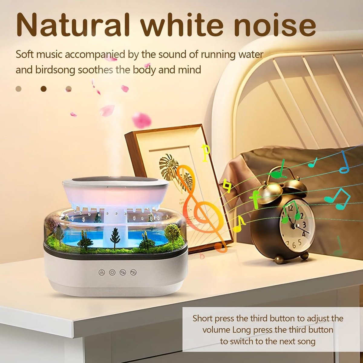 Rain Cloud Diffuser 250 Ml Regendruppel-luchtbevochtiger, Aromatherapie- diffuser Met Micro- Landschappen, 7 Kleuren Ledlampen, Witte Geluid, Aromadiffuser Voor Etherische Oliën Voor Slaapkamers, Kinderkamers Regendruppel Diffuser 250 Ml