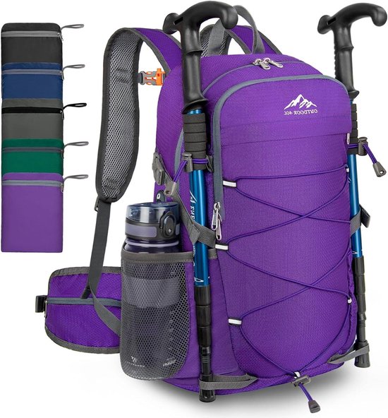 Lichtgewicht regenjas voor dames, opvouwbaar, windjack, winddicht, actieve outdoorjas, waterdichte zonwering met capuchon voor wandelen, kamperen, Grijs, XL