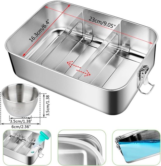 Roestvrijstalen Bento-box voor kinderen - lunchbox met 3 compartimenten - geïsoleerde
