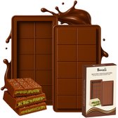 Boncy® Chocolade Mal - Geschikt voor Maken van Gevulde Dubai Reep Chocoladereep Koek of Bonbon - Siliconen Chocoladevorm Mold - Mallen Bonbonvorm Vorm - Chocolademal Callets Vormen - Grote Vierkanten