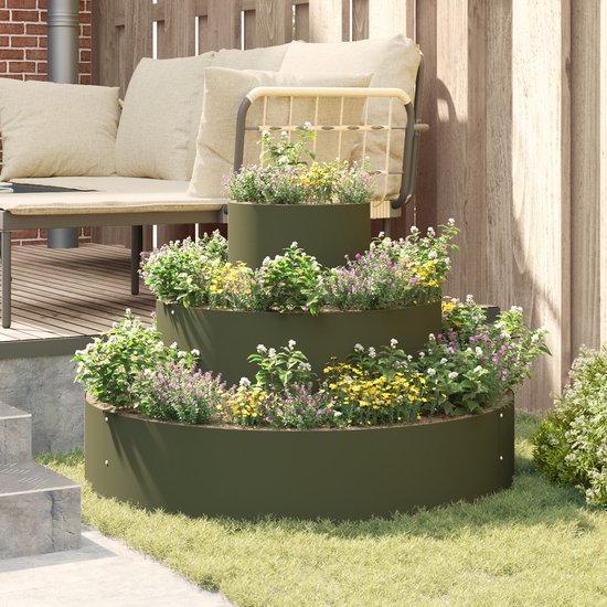 vidaXL - Tuin - Plantpot - Olijf - Groen - 90 - x - 90 - x - 20 - cm - Koudgewalst - staal