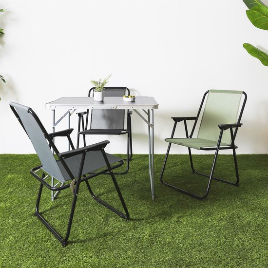 Home Deco Factory camping/strand stoel - aluminium - inklapbaar - groen - L45 x B54 x H84 cm - klapstoelen — afbeelding 3
