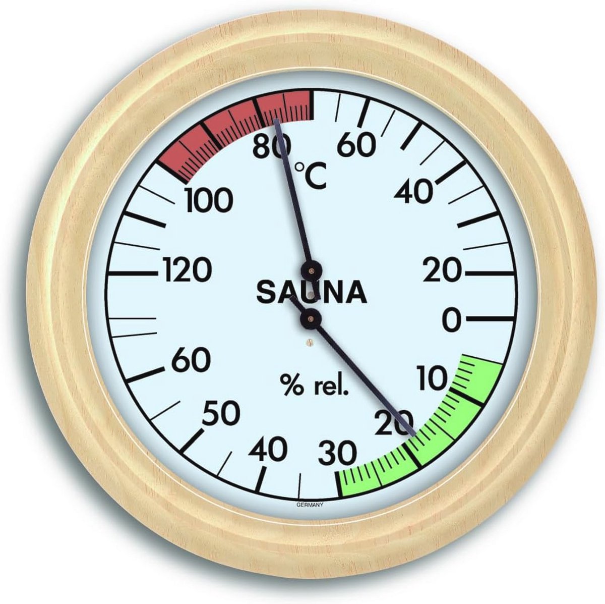 Analoge Sauna Thermo-Hygrometer met Houten Frame - Temperatuur en Luchtvochtigheid Meter