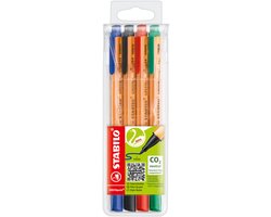 STABILO GREENpoint - Hardtip Fineliner 0,8 mm - Nylon Punt - CO2 neutraal - Etui Met 4 Kleuren