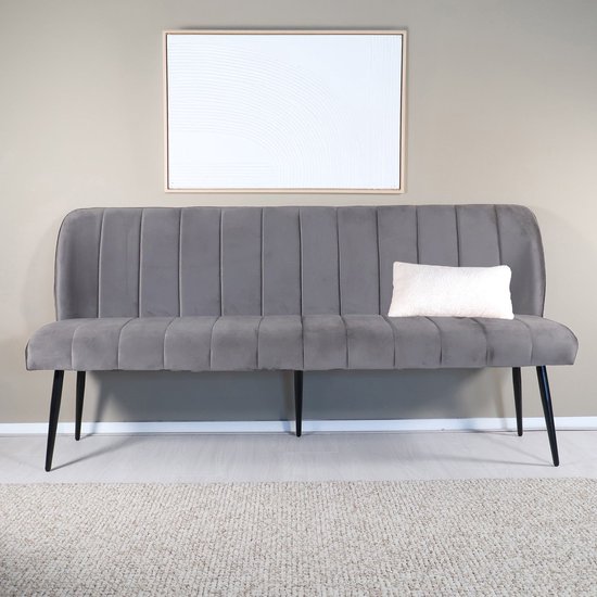 Banquette de salle à manger 180cm Sally velours gris canapé 3 places