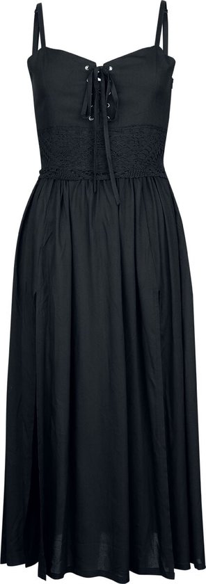 Gothicana zwarte lange jurk met haakwerk kant - Dames - M