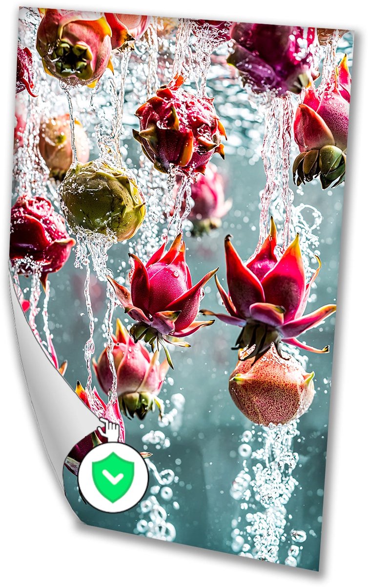 Exotisch fruit en waterdruppels - Fruit muurdecoratie - Poster voedsel - Hyperrealisme - P