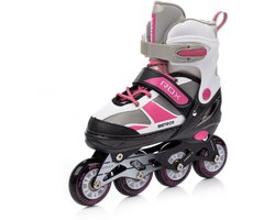 Meteor Rollen S 30-33 Rox - Roze/Grijs - verstelbare, ABEC-7 carbon lagers, aluminium schaats en PU-wielen