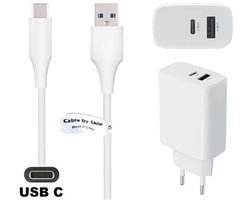 OneOne 25W super snellader met 2 poorten + 0,2m sterke USB C kabel. PD lader. Oplader adapter past op Kobo (Rakuten) eReader Elipsa, Elipsa 2E, Sage, Libra 2, Libra Colour, Clara 2E, Clara Colour, Clara BW - Kindle (Amazon) Scribe