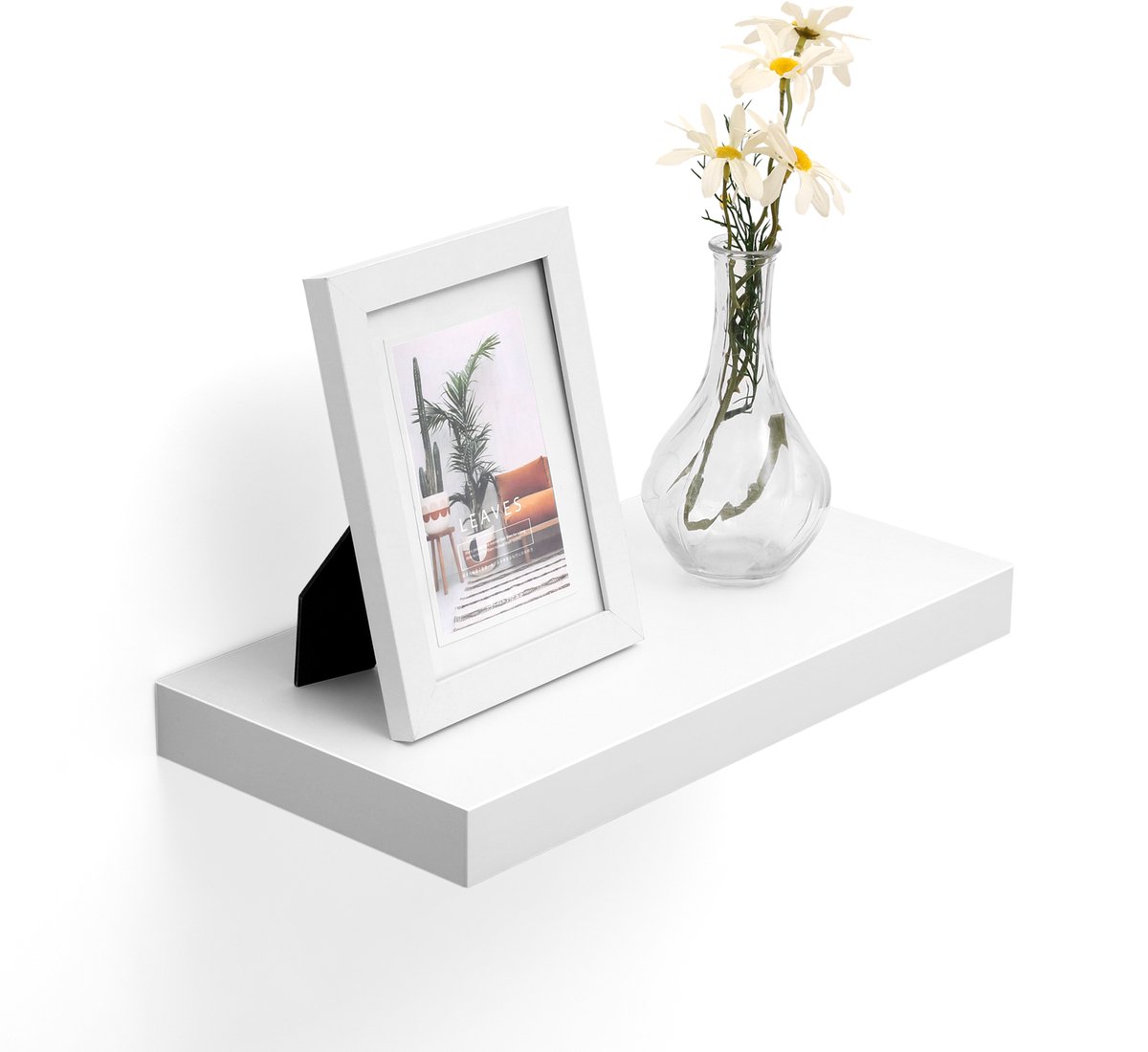 MIRA Home - Muurplank - Wandplank - Boekenplank - Fotoplank - Plank - Modern - Hout - Wit - 40x20x3.8cm