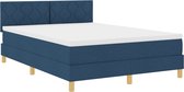 vidaXL - Boxspringbed - met - Matras - Blauw - 140x200 - cm - Stof