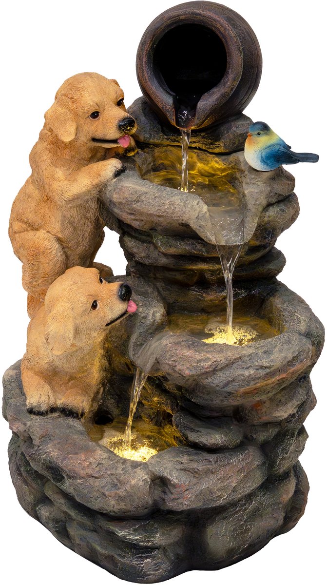 Cascade Buiten Waterornament Elektrisch Tuin Fontein LED Pomp Canine Creek