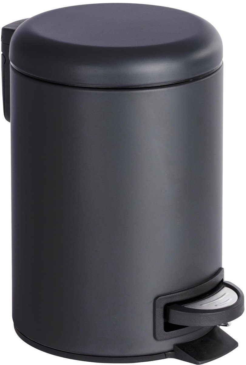 Ibenzoa® Elegante Zwarte Pedaalemmer voor Badkamer of Keuken met Hygiënische Trapfunctie, 3 Liter Capaciteit