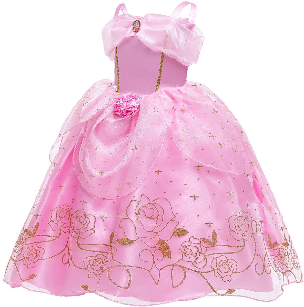Joya Kids® Luxe Prinsessenjurk Lichtroze voor kinderen | Jurk met Glans & Tule | 11-delige Verkleedset met Accessoires | Verkleedjurk Meisje Tule Rok | Halloween kostuum | Carnaval kleding | Prinses kostuum Jurk | Maat 150 — afbeelding 5