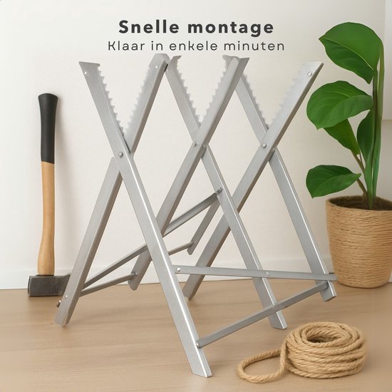 Cheqo® Zaagbok - Zaagstandaard Verstelbaar - Zaagblok - Gegalvaniseerd Staal - Voor Stammen tot 30 cm van Cheqo — afbeelding 5
