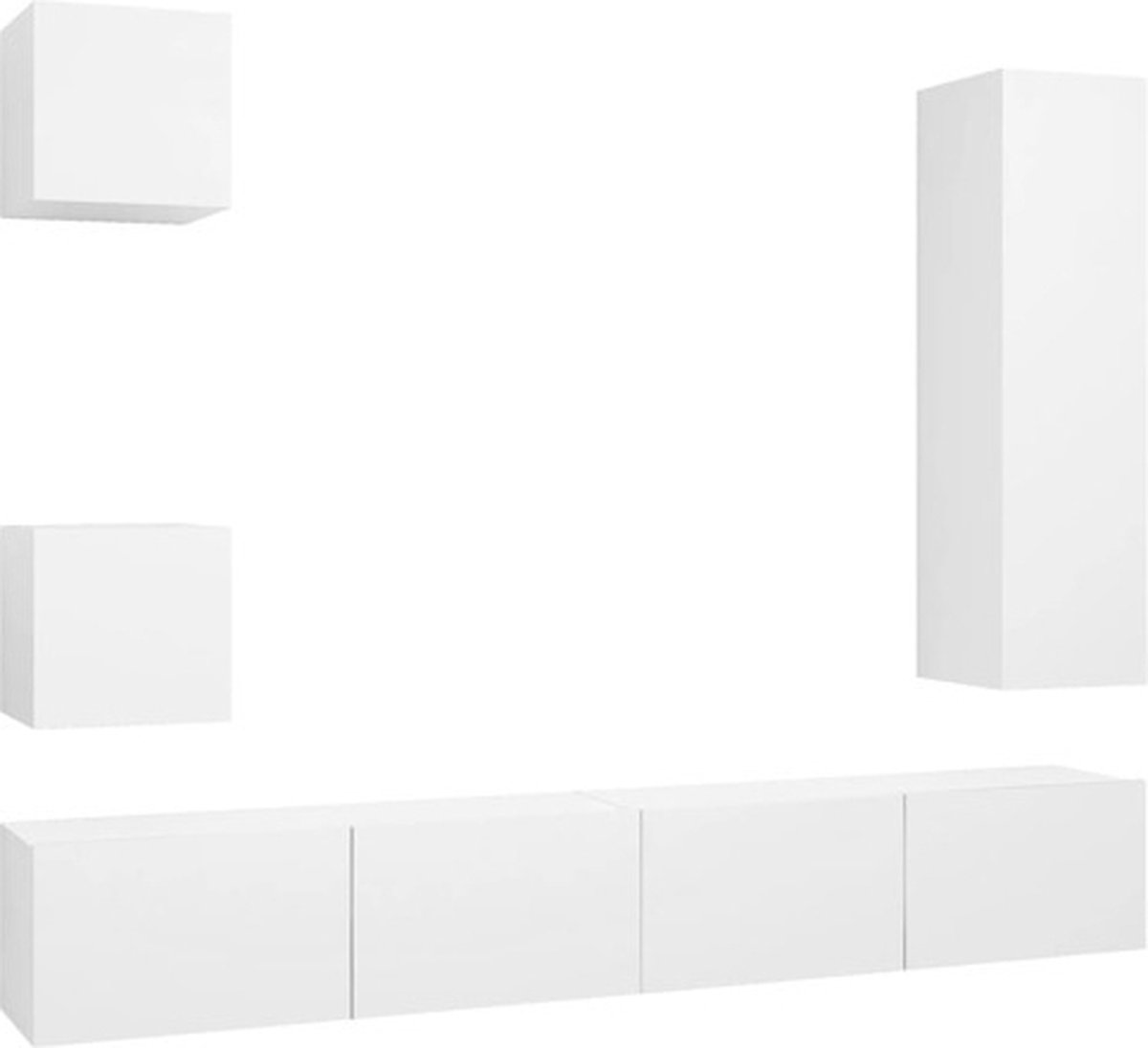 vidaXL - 5-delige - Tv-meubelset - bewerkt - hout - wit