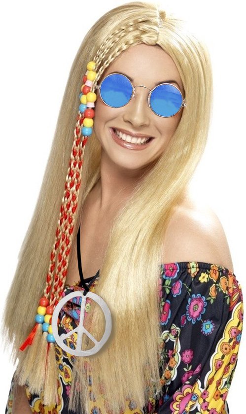 Mesdames Flower Power Hippie Sixties déguisement ensemble perruque blonde  et lunettes... | bol