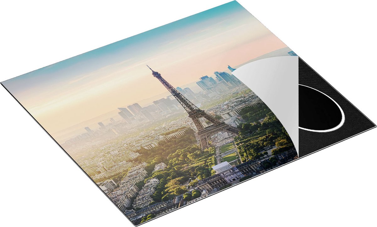 Chefcare Inductie Beschermer Skyline van Parijs met de Eiffeltoren - 60x55 cm - Afdekplaat Inductie - Kookplaat Beschermer - Inductie Mat