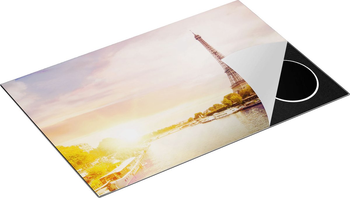 Chefcare Inductie Beschermer Eiffeltoren in Parijs aan het Water - 80x55 cm - Afdekplaat Inductie - Kookplaat Beschermer - Inductie Mat
