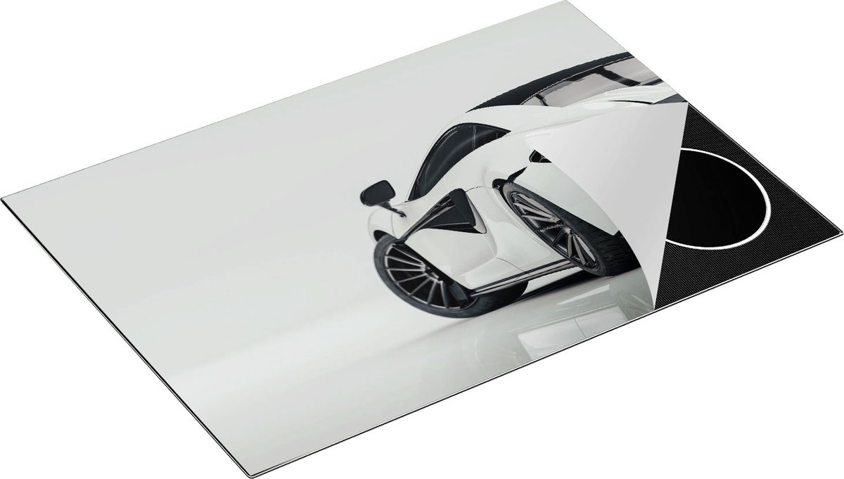 Chefcare Inductie Beschermer Witte Sportwagen Auto - 75x50 cm - Afdekplaat Inductie - Kookplaat Beschermer - Inductie Mat