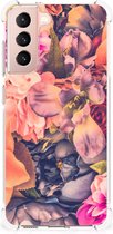Silicone Case Geschikt voor Samsung Galaxy S21 FE Smartphone hoesje met doorzichtige rand Bloemen Boeket