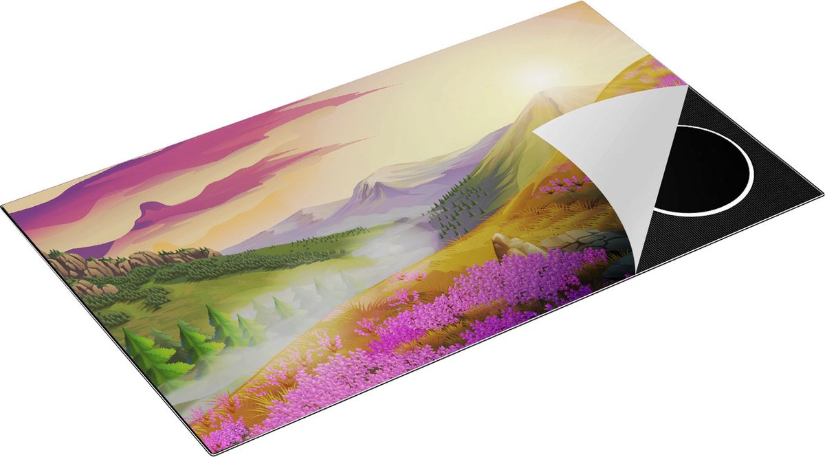 Chefcare Inductie Beschermer Lavendel Bloemen in de Bergen - Abstract - 89,6x51,6 cm - Afdekplaat Inductie - Kookplaat Beschermer - Inductie Mat
