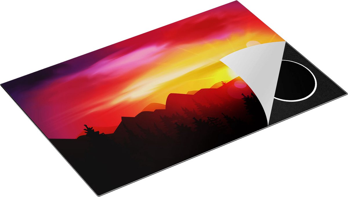 Chefcare Inductie Beschermer Zonsondergang in de Bergen - Abstract - 80x55 cm - Afdekplaat Inductie - Kookplaat Beschermer - Inductie Mat