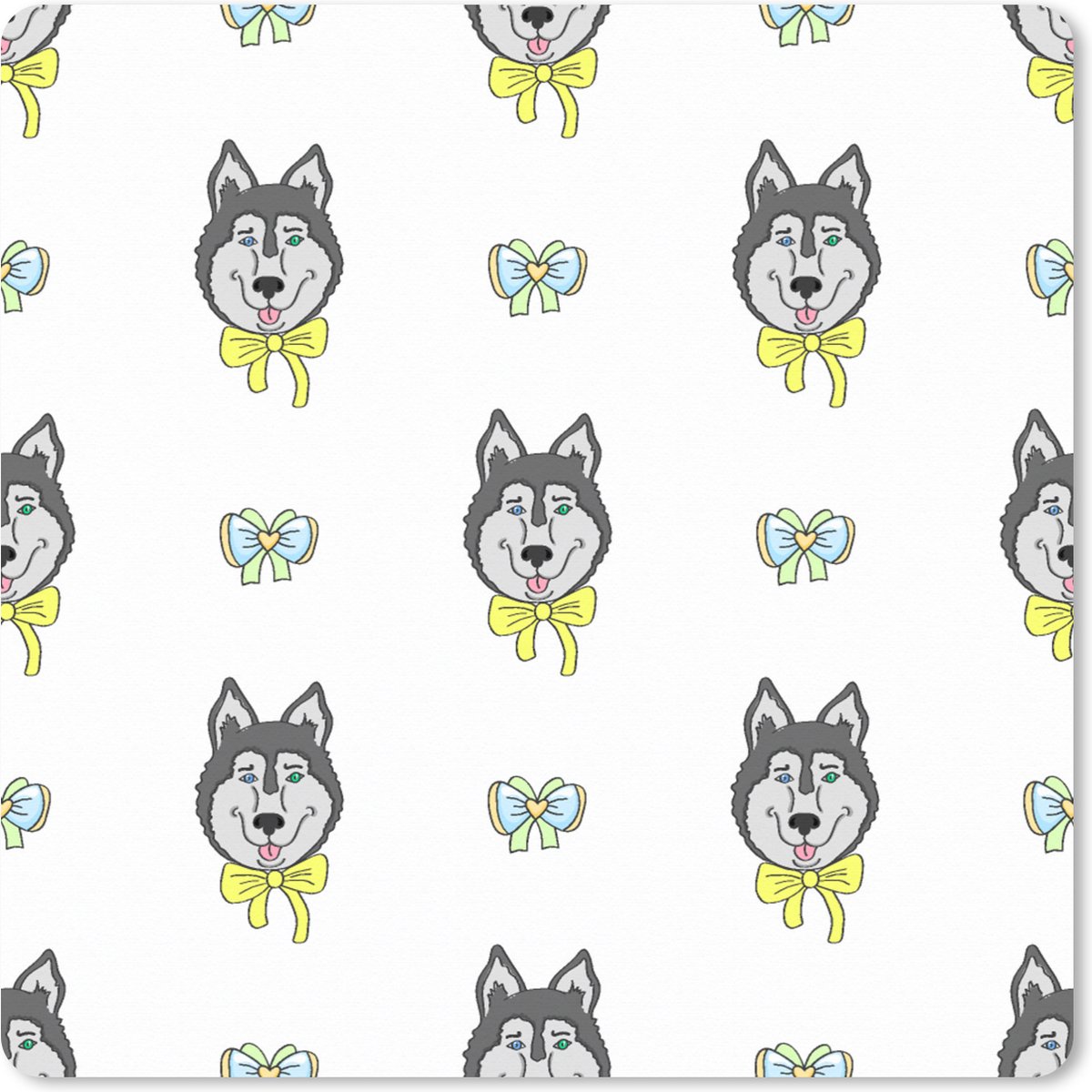 Muismat XXL 40x40 cm - Bureau onderlegger - Bureau mat Husky - Hond - Winter - Design - Bureaumat - Gaming mousepad xl - Bureaulegger groot - Computer deskmat - Kerst - Cadeau - Kerstcadeau voor mannen en voor vrouwen
