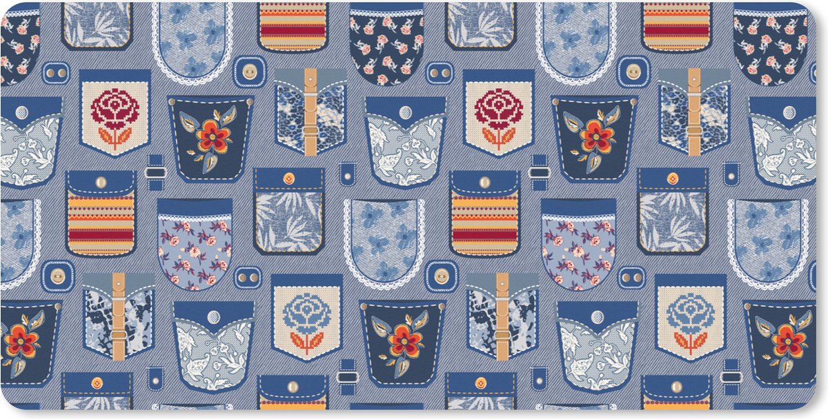 Muismat XXL 100x50 cm - Bureau onderlegger - Bureau mat Broek - Denim - Patch - Patronen - Bureaumat - Gaming mousepad xl - Bureaulegger groot - Computer deskmat