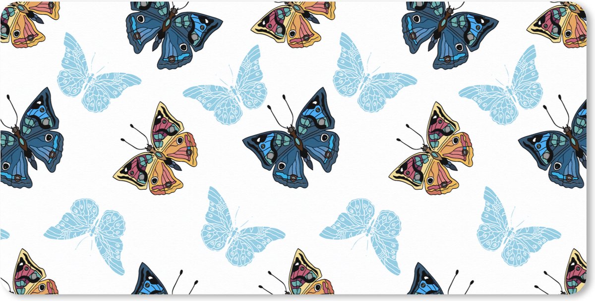 Muismat XXL 80x40 cm - Bureau onderlegger - Bureau mat Vlinder - Insecten - Patronen - Zomer - Bureaumat - Gaming mousepad xl - Bureaulegger groot - Computer deskmat