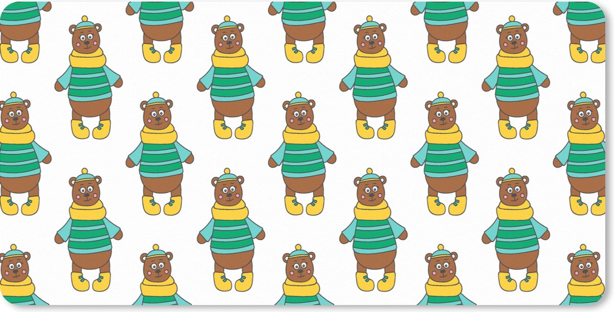 Muismat XXL 120x60 cm - Bureau onderlegger - Bureau mat Knuffel - Beer - Patronen - Bureaumat - Gaming mousepad xl - Bureaulegger groot - Computer deskmat