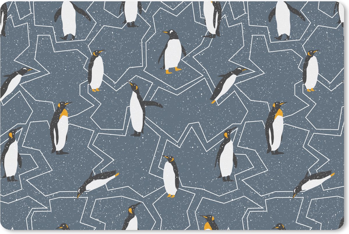 Muismat XXL - Bureau onderlegger - Bureau mat - Patroon - Winter - Pinguïn - 90x60 cm - XXL muismat