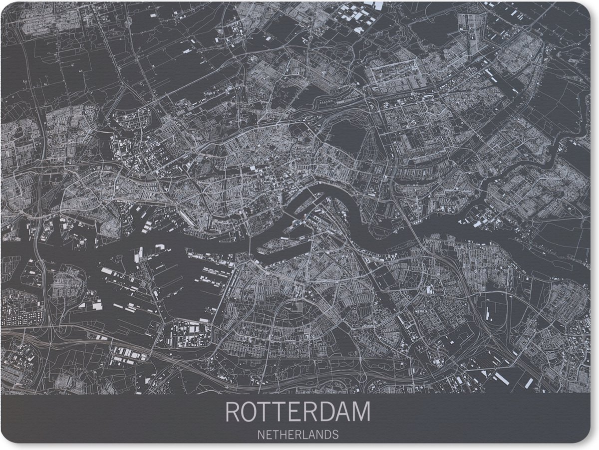 Muismat XXL 80x60 cm - Bureau onderlegger - Bureau mat Kaart - Rotterdam - Satelliet - Bureaumat - Gaming mousepad xl - Bureaulegger groot - Computer deskmat