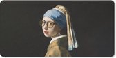 Muismat XXL - Bureau onderlegger - Bureau mat - Meisje met de parel - Vermeer - Bril - 120x60 cm - XXL muismat