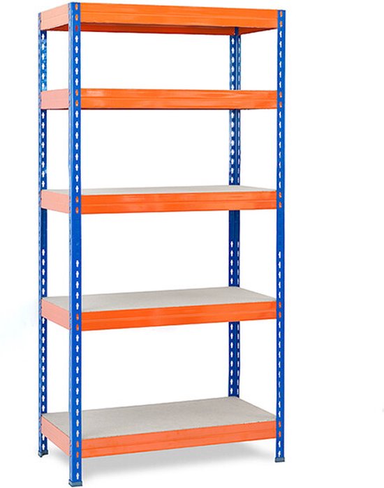 ‎Metalen rek met 5 niveaus 300kg STABIL 1000x500x1920mm oranje/blauw ...