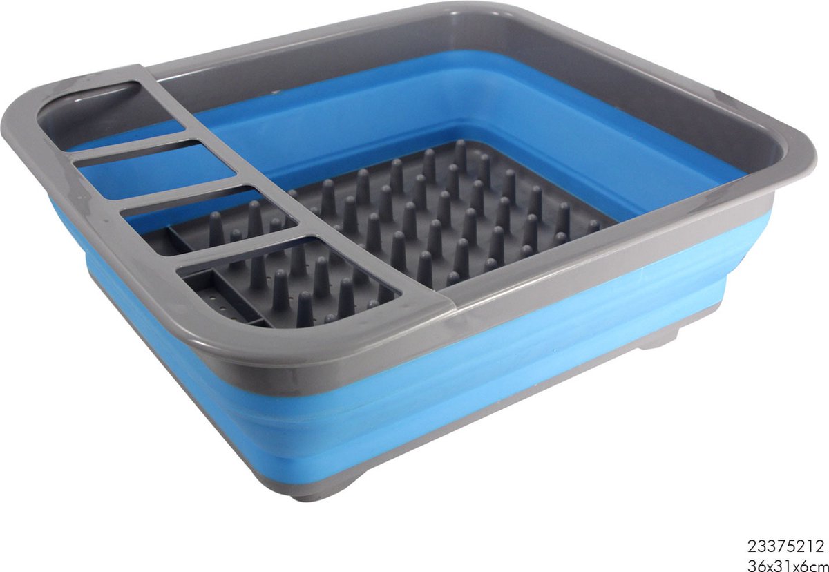 HIT Afdruiprek Opvouwbaar - 36 x 31 x 13 cm - Blauw/Grijs