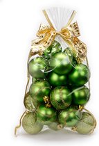 Inge Christmas Goods Kerstballen - 20st - giftbag kunststof groen 6cm