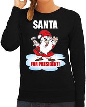 Santa for president Kerstsweater / foute Kersttrui zwart voor dames - Kerstkleding / Christmas outfit L