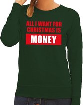 Foute kersttrui / sweater All I Want For Christmas Is Money groen voor dames - Kersttruien M