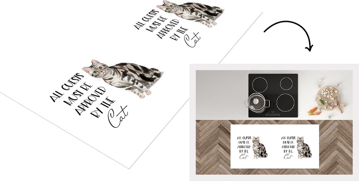 KitchenYeah Keukenloper - Loper keuken - Quotes - Katten - Spreuken - All guests must be approved by the cat - 120x60 cm - Keukenloper vinyl Multicolor