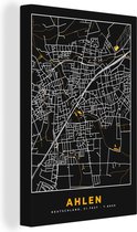 Canvas Schilderij Duitsland – Black and Gold – Ahlen – Stadskaart – Kaart – Plattegrond - 20x30 cm - Wanddecoratie