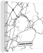 Canvas Schilderij Baden-Baden - Stadskaart - Plattegrond - Kaart - 20x20 cm - Wanddecoratie